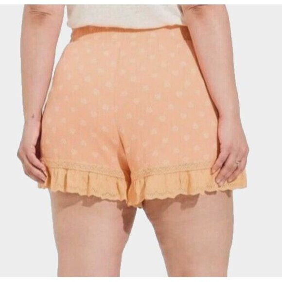 Torrid 5 Inch Pull On Gauze Smocked Ruffle Short Peach Orange size 1X - Picture 4 of 11